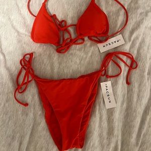 L.A. Hearts by Pacsun Red String Bikini Top & Bottom Size S